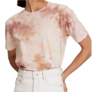 A.L.C. OSCAR PINK WHITE TIE DIE COTTON SHORT SLEEVE PASTEL TEE TSHIRT TOP